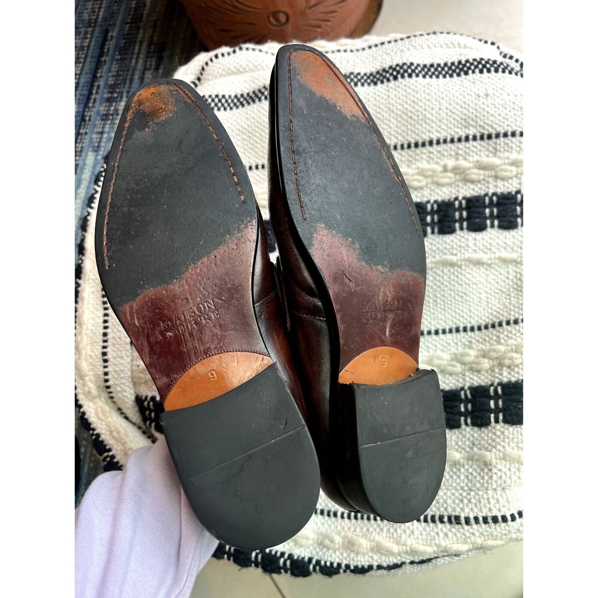 MAISON FORTE Seville Leather Horsebit Apron Toe Loafer Sz 9  display picture 3
