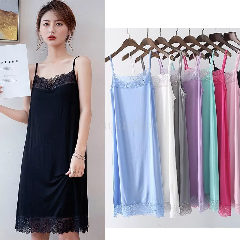 Women Tank Top Cami Slip Dress Lace Layering Spaghetti Mini Sleep Dress  XL-3XL