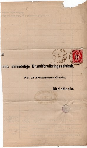 A4-2 Norway 1872-75, NK 18 3 skilling canc. Grimstad 11 12 1875, on letter.