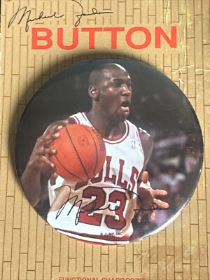 マイケルジョーダンのピンバッジ3 Michael Jordan Pinback Button Jump Inc Gibson Greetings 3