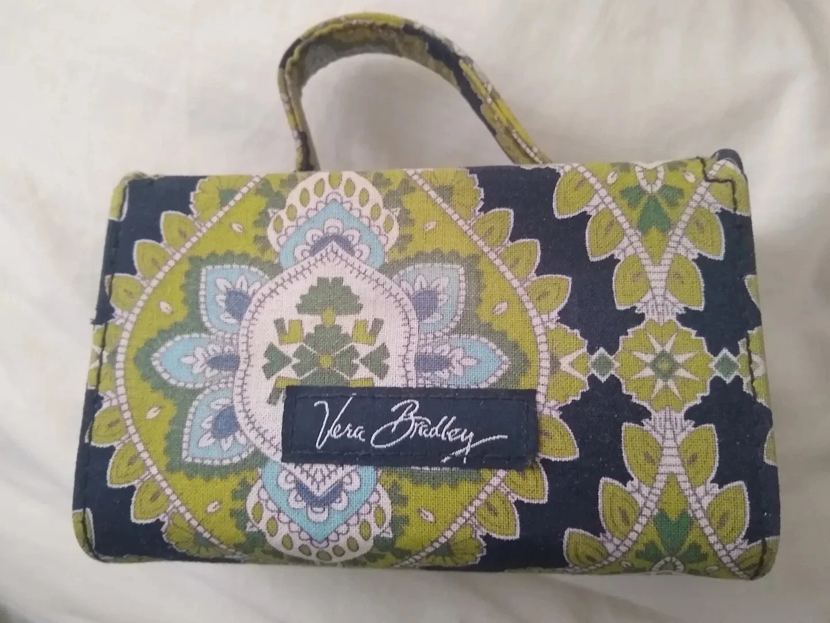 Vera Bradley Mini Travel Jewelry Case w Handle Hard sided Cambridge Pattern EUC