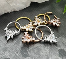 1pc Marquise Gems Flower Hinged Segment Ring 16g Septum Helix Ear Cartilage