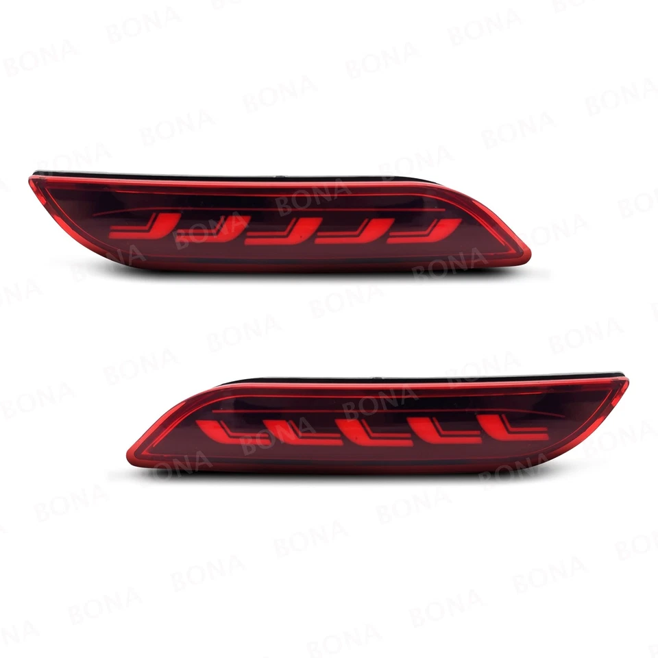 Sequential Red Rear Reflector LED Tail Brake Turn Lights For 18-23 Toyota Camry - Imagem 2 de 4