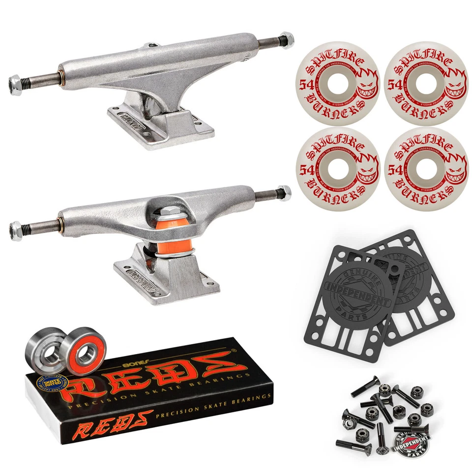 Independent Skateboard Trucks, Spitfire Wheels, Bones Bearings Upgrade Package