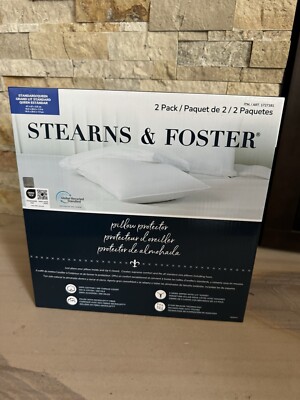 2pk STEARNS & FOSTER PILLOW PROTECTOR 300 Thread Ct Standard / Queen New in Box