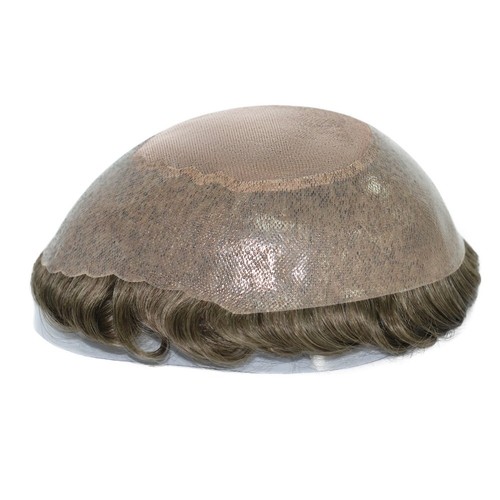 Mens Toupee Human Hair Replacement System Fine Mono Poly Gauze Hair Pieces AR#17 - Picture 3 of 8