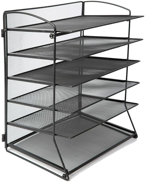 Mesh Metal Door Wall Mounted Paper Document Holder for Office Home 6 Tier,Gold Samstar Wall File Holder Organizer