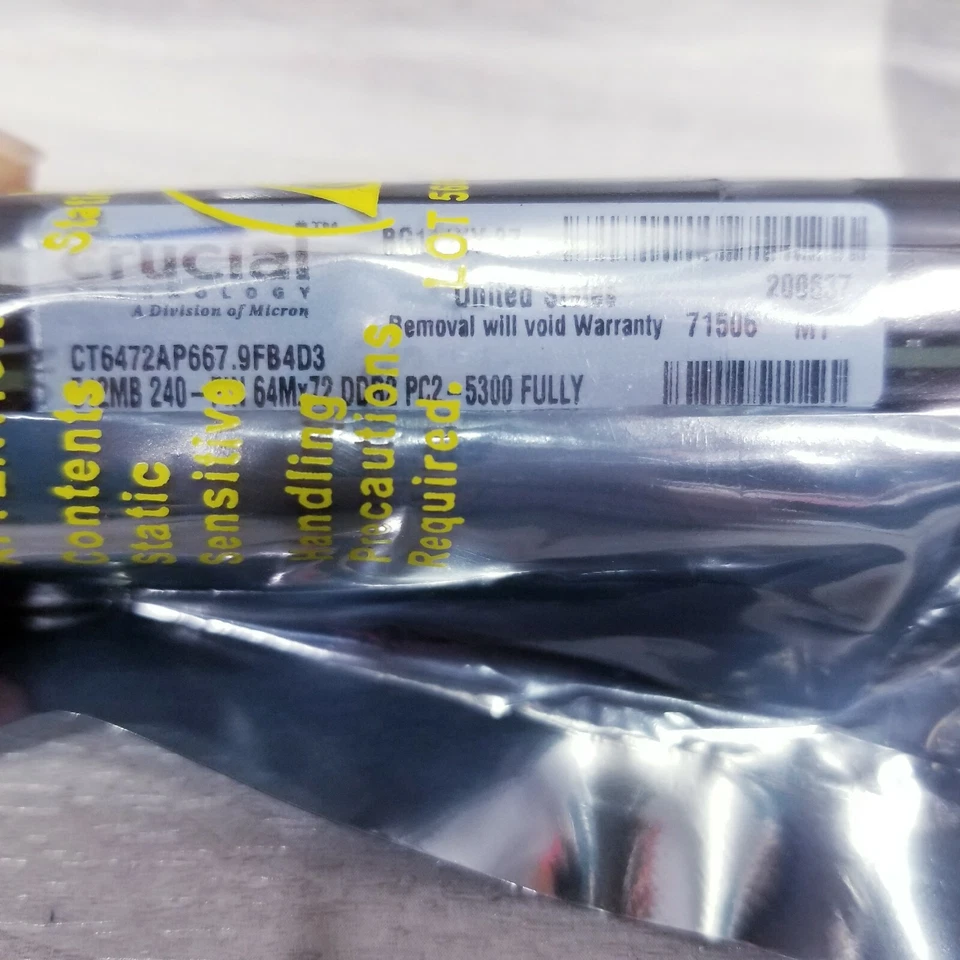 HB] Crucial DDR2-667 PC2-5300 ECC FBDIMM RAM CT6472AP667 Mac Pro Server Memory - Image 2 of 3