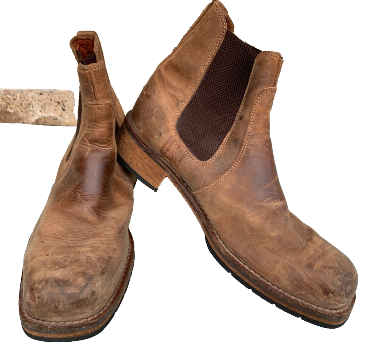 Shellys Brown Leather Boots Mens Size 13 46 Slip On Rovers  display picture 3