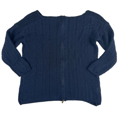 Suéter Ann Taylor Para Mujer Azul Cremallera Completa Espalda Manga Larga Cuello Barco Talla XS - Imagen 9 de 24