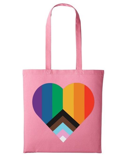 Tote Pride Heart Flag LGBTQ+ Shopping Reusable Shopper Shoulder Bag - Picture 9 of 10