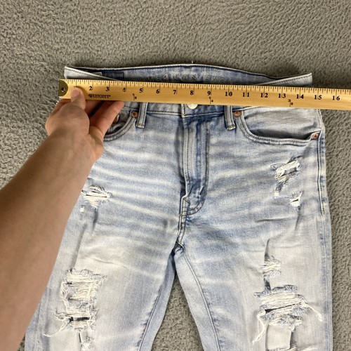 American Eagle Jeans Mens 30x32 Slim Fit Next Level Flex Distressed Light Wash - Picture 3 of 11