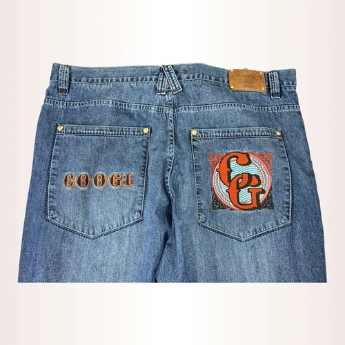 Vintage COOGI Jeans Mens 46x36 Blue Baggy Embroidered Hip Hop Y2K - Picture 11 of 14