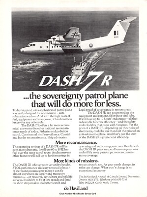 De Havilland DHC-7-150IR DASH 7R Ultra-Sophisticated Aircraft Vtg Mag Print Ad