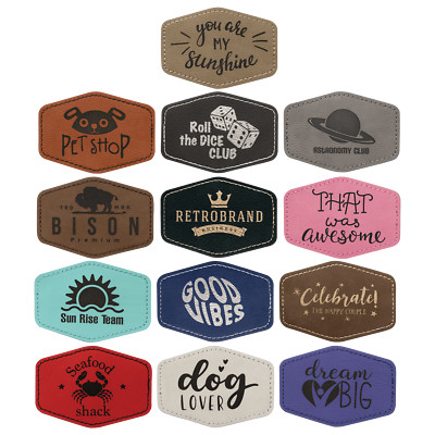 Blank Leather Hat Patches, 10 Pack, Hexagon Laserable Leatherette with Adhesive