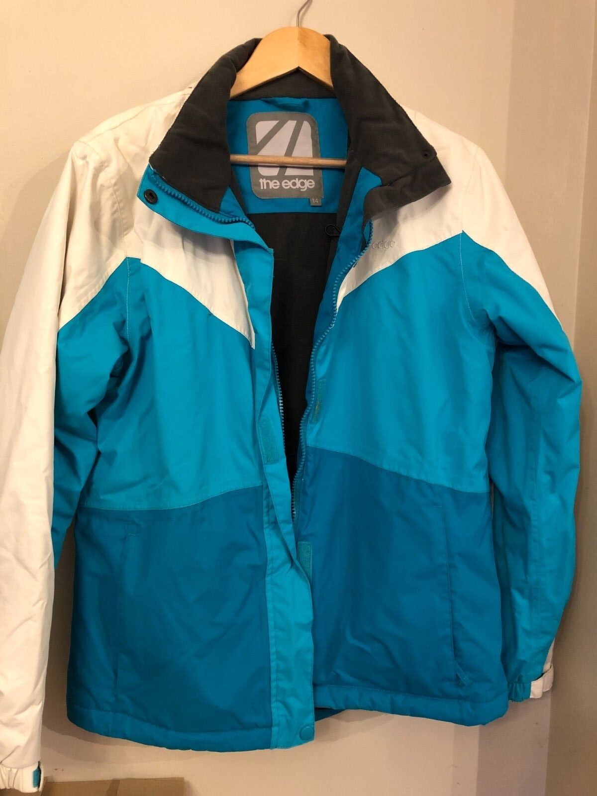 Womens The Edge Ski Jacket Size 14 (Blue/White) | eBay