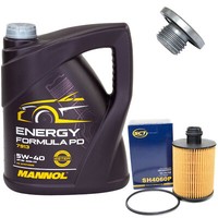 MotoröL Set 5W-40 5 Liter + ÖLfilter SH 4060 P + Schraube FüR Ford KA 1.3 Tdci