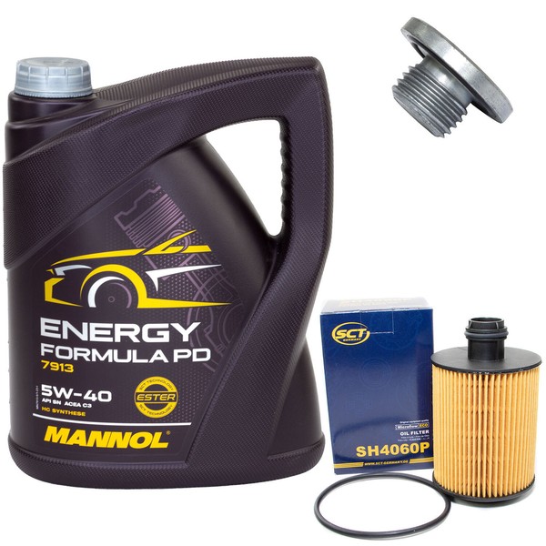 MotoröL Set 5W-40 5 Liter + ÖLfilter SH 4060 P + Schraube FüR Ford KA 1.3 Tdci-image