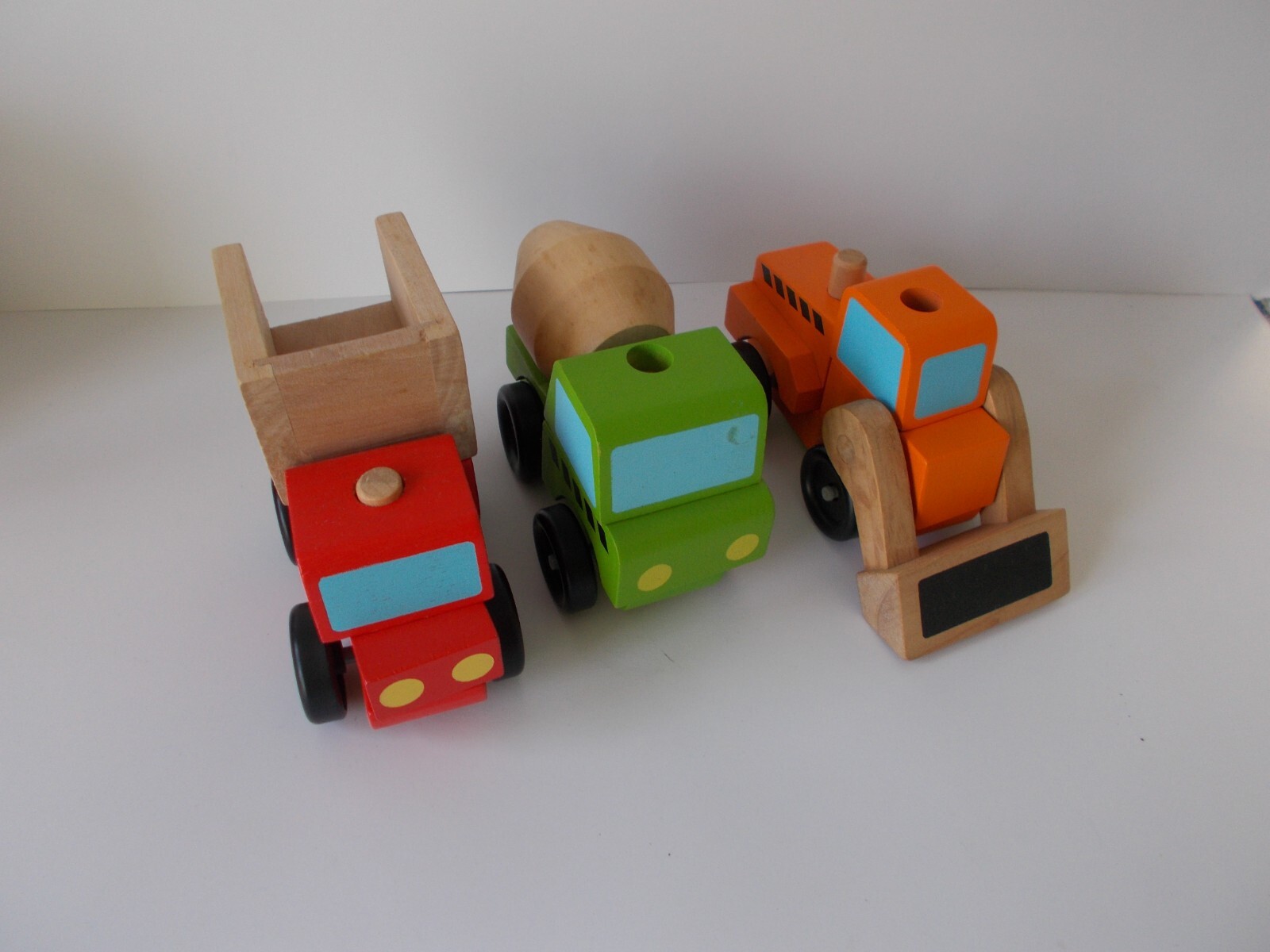 Melissa & Doug Stacking Construction Vehicles Wooden Trucks X 3