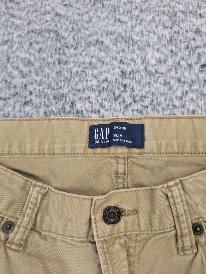 Pantalones de mezclilla Gap para hombre 34x30 beige ajustados pierna recta Normcore rectos informales tareas trabajo Foto 4 de 4