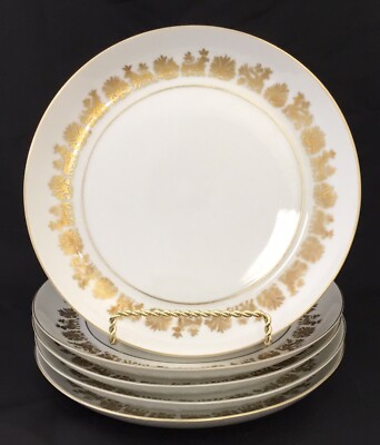 5 Vintage WHITE & GOLD Castilla by BLOCK Bidasoa, Porcelain, Bread/Butter Plate