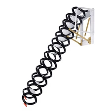 Wall Mounted Folding Ladder Loft Stairs White Attic Steps Pull Down 12 Steps