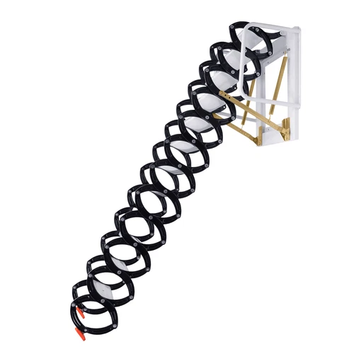 Wall Mounted Folding Ladder Loft Stairs White Attic Steps Pull Down 12 Steps