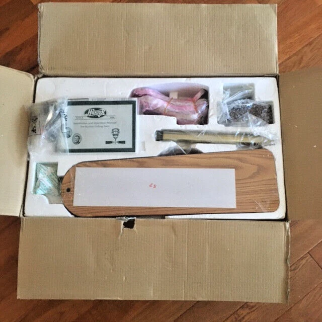 VTG Hunter Lancaster Antique Brass Ceiling Fan w/Lights Model 20550 | NIB - Image 3 of 4