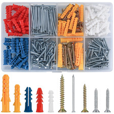 360 Pcs Plasterboard Screws and Wall Plugs and Nails Set,Assorted Masonry Brick 