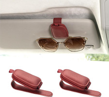 Sunglass Holder for Car, Magnetic Leather Sunglasses Holder and Ticket Card Clip