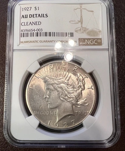 1927 Peace Silver Dollar - NGC AU Details Cleaned - Harder Date