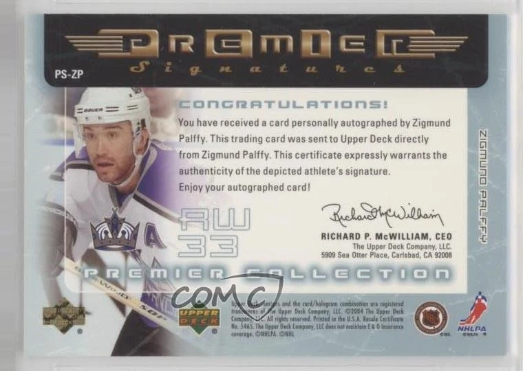 2003 Upper Deck Premier Collection Signatures Ziggy Palffy Zigmund #PS-ZP Auto - Image 2 of 2