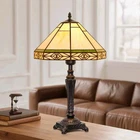 Tiffany Table Lamp, Vintage Style Desk Lamp with Stained Glass Shade, Mid Cen...