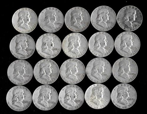 New ListingFranklin Half Dollar Roll (20 Coins)  90% Silver (1949-63) Lot D82