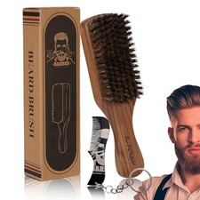 Walnut Wood Boar Bristles Beard Brush Kit for Men, Beard Grooming Hair