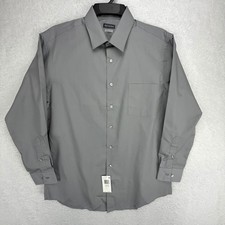 Van Heusen Mens Regular Fit Wrinkle Free Dress Shirt Gray 16 32/33 L NEW