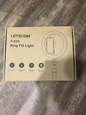 LETSCOM F-533 10.2" Selfie Ring Light Dimmable with Tripod Stand, 2Phone Holders