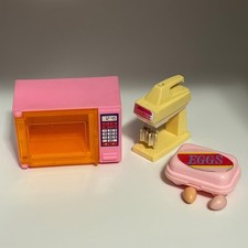 Vintage Barbie Dream House Toy Kitchen Set Pink Microwave Mixer Egg Lot Carton