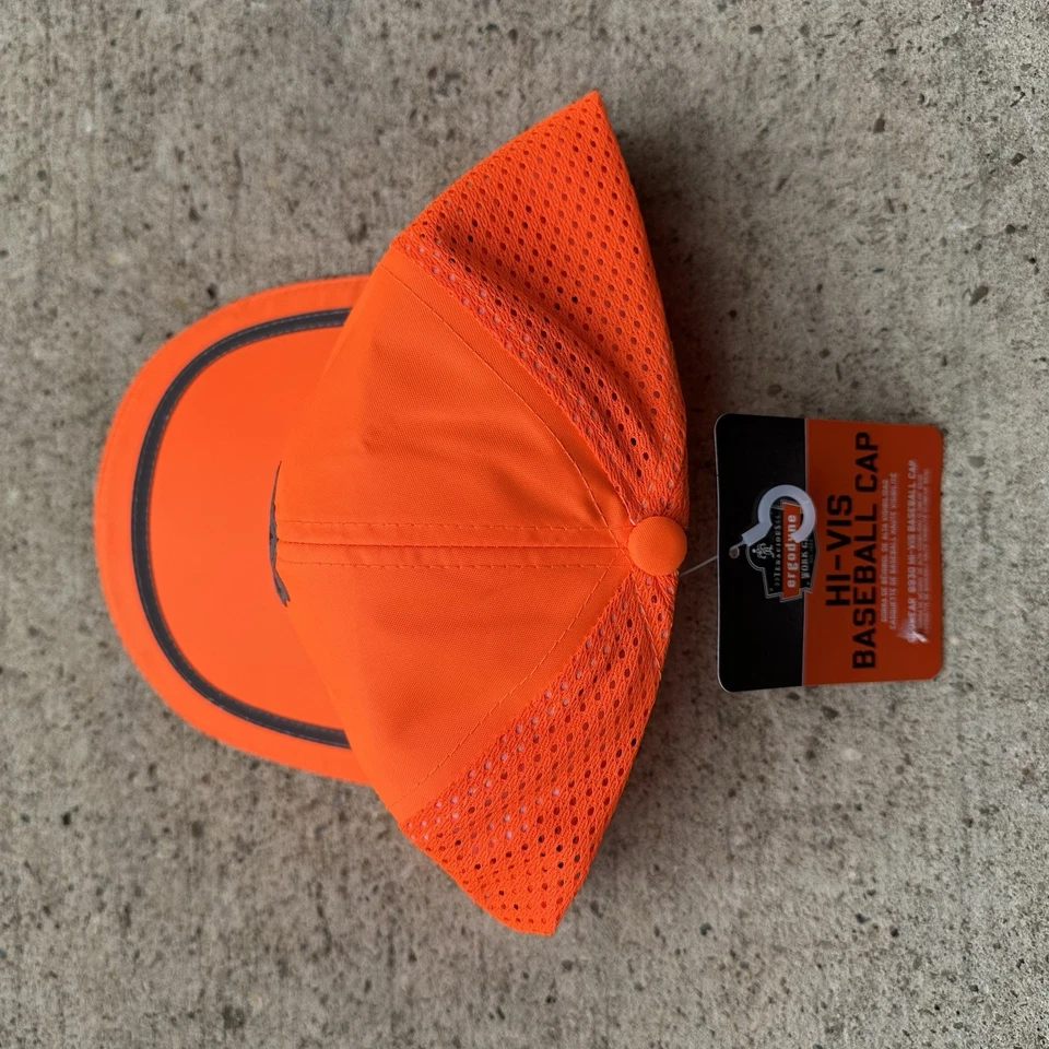 NEW Ergodyne GloWear 8930 Hi-Vis Baseball Cap Orange Safety Hat - Image 2 of 4