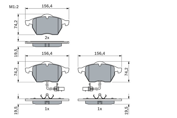 1X Bosch 0 986 424 482 Bremsbelagsatz Scheibenbremse FüR Audi-image
