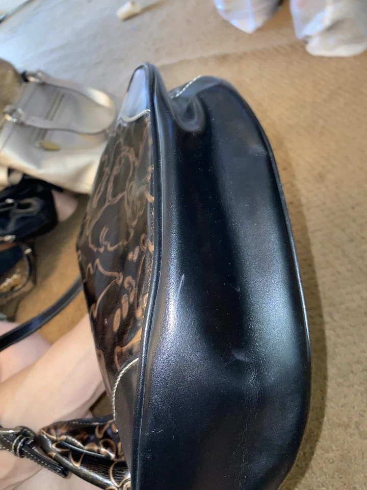 Maxx New York Shoulder Bag leather embossed leaves Half-moon Y2K Retro - Image 3 of 4