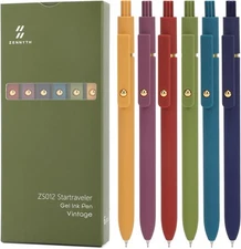 Ddaowanx Gel Pens, 6 Pcs 0.5mm 6 Count (Pack of 1), 6 Vintage-Black Ink 