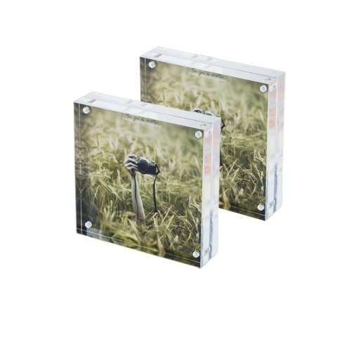 2 Set Magnetic Acrylic Picture Photo Frame 4x4",Double Sided Frameless Acrylic