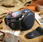 Leather Watch Strap 22mm Black Wrist watch Bund Band Cuff Bracelet Two Covers