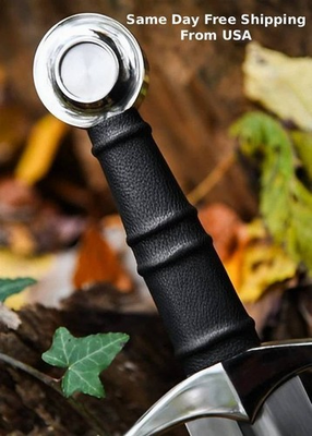 #ad Hand Forged Medieval Knight Longsword Full Tang High Carbon Steel sword $123.00