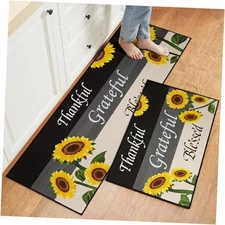 2 Pcs Kitchen Rugs Set Washable Kitchen Mats for Floor, Home, Sink, Grateful