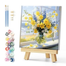 Framed Paint by Numbers for Adults Beginner, Vase Acrylic Easy Paint Color-04