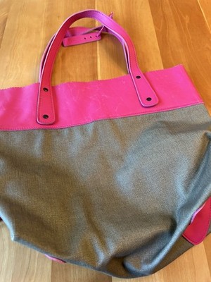 Vtg Jack Gomme leather/canvas tote