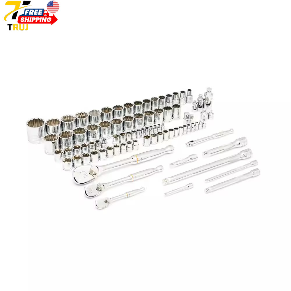 90T 1/4 In 3/8 In 1/2 In 90T SAE/MM Mechanics Tool Set with EVA Foam Tray 83 PCS