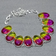 Faceted Ametrine Oval Shape Gemstone Handmade Ethnic Jewelry Necklace 18" SR 796